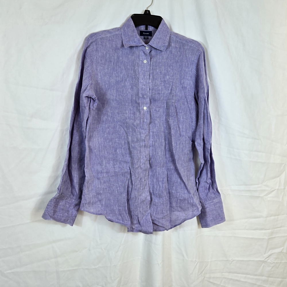 Façonnable Women's Purple Linen Long Sleeve Lightweight Career Preppy Shirt 8/40